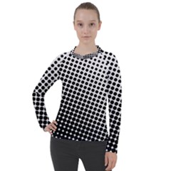 Background-wallpaper-texture-lines Dot Dots Black White Women s Pique Long Sleeve T-Shirt