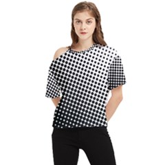 Background-wallpaper-texture-lines Dot Dots Black White One Shoulder Cut Out T-shirt by Amaryn4rt