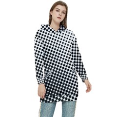 Background-wallpaper-texture-lines Dot Dots Black White Women s Long Oversized Pullover Hoodie