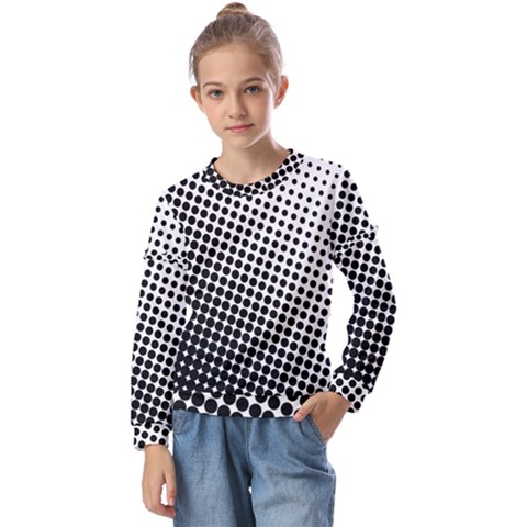 Background-wallpaper-texture-lines Dot Dots Black White Kids  Long Sleeve T-shirt With Frill  by Amaryn4rt