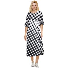 Background-wallpaper-texture-lines Dot Dots Black White Double Cuff Midi Dress