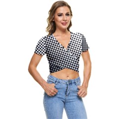 Background-wallpaper-texture-lines Dot Dots Black White Short Sleeve Foldover T-shirt by Amaryn4rt