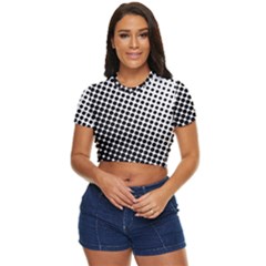 Background-wallpaper-texture-lines Dot Dots Black White Side Button Cropped T-shirt by Amaryn4rt