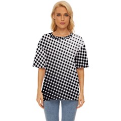 Background-wallpaper-texture-lines Dot Dots Black White Oversized Basic T-shirt by Amaryn4rt