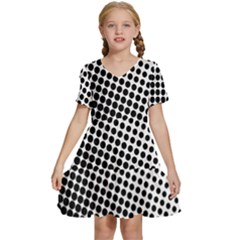 Background-wallpaper-texture-lines Dot Dots Black White Kids  Short Sleeve Tiered Mini Dress