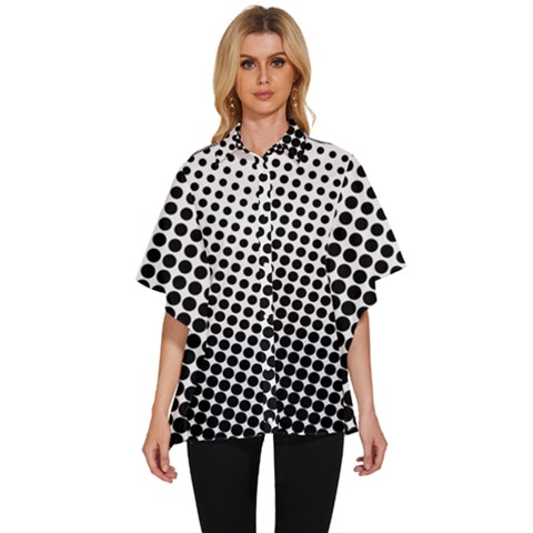 Background-wallpaper-texture-lines Dot Dots Black White Women s Batwing Button Up Shirt by Amaryn4rt