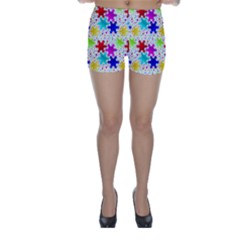 Snowflake Pattern Repeated Skinny Shorts by Amaryn4rt