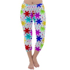 Snowflake Pattern Repeated Capri Winter Leggings  by Amaryn4rt