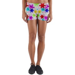 Snowflake Pattern Repeated Yoga Shorts by Amaryn4rt