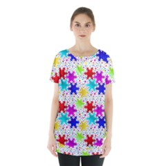 Snowflake Pattern Repeated Skirt Hem Sports Top by Amaryn4rt