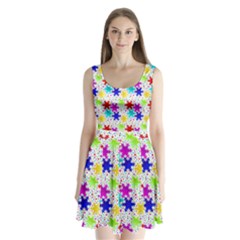 Snowflake Pattern Repeated Split Back Mini Dress  by Amaryn4rt