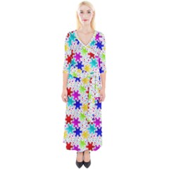 Snowflake Pattern Repeated Quarter Sleeve Wrap Maxi Dress by Amaryn4rt