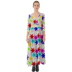 Snowflake Pattern Repeated Button Up Boho Maxi Dress by Amaryn4rt