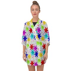 Snowflake Pattern Repeated Half Sleeve Chiffon Kimono by Amaryn4rt