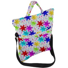 Snowflake Pattern Repeated Fold Over Handle Tote Bag by Amaryn4rt