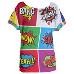 Pop Art Comic Vector Speech Cartoon Bubbles Popart Style With Humor Text Boom Bang Bubbling Expressi Women s Oversized T-shirt by Amaryn4rt