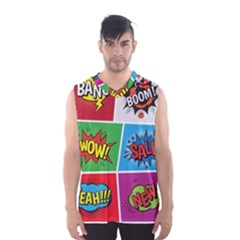 Pop Art Comic Vector Speech Cartoon Bubbles Popart Style With Humor Text Boom Bang Bubbling Expressi Men s Basketball Tank Top by Amaryn4rt