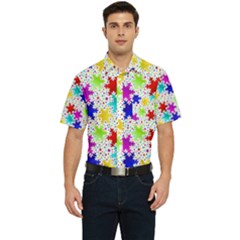 Snowflake Pattern Repeated Men s Short Sleeve Pocket Shirt  by Amaryn4rt