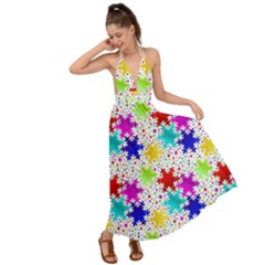 Snowflake Pattern Repeated Backless Maxi Beach Dress by Amaryn4rt