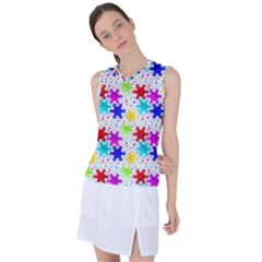 Snowflake Pattern Repeated Women s Sleeveless Sports Top by Amaryn4rt