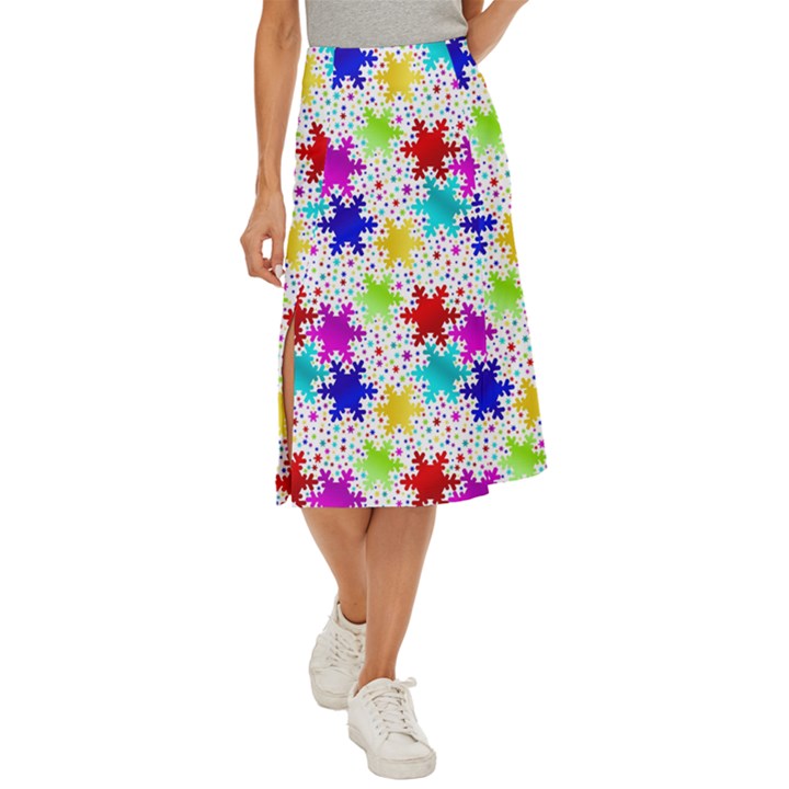 Snowflake Pattern Repeated Midi Panel Skirt