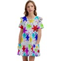 Snowflake Pattern Repeated Kids  Frilly Sleeves Pocket Dress View1