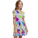 Snowflake Pattern Repeated Kids  Frilly Sleeves Pocket Dress View2