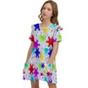 Snowflake Pattern Repeated Kids  Frilly Sleeves Pocket Dress View3