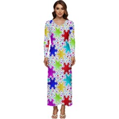 Snowflake Pattern Repeated Long Sleeve Longline Maxi Dress by Amaryn4rt