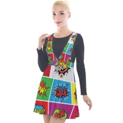 Pop Art Comic Vector Speech Cartoon Bubbles Popart Style With Humor Text Boom Bang Bubbling Expressi Plunge Pinafore Velour Dress by Amaryn4rt