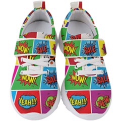 Pop Art Comic Vector Speech Cartoon Bubbles Popart Style With Humor Text Boom Bang Bubbling Expressi Kids  Velcro Strap Shoes by Amaryn4rt