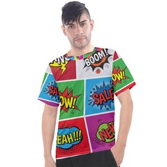 Pop Art Comic Vector Speech Cartoon Bubbles Popart Style With Humor Text Boom Bang Bubbling Expressi Men s Sport Top by Amaryn4rt