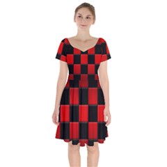 Black And Red Backgrounds- Short Sleeve Bardot Dress by Amaryn4rt