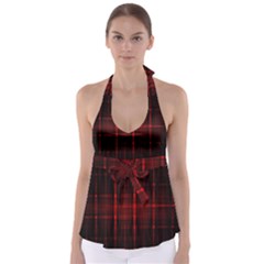 Black And Red Backgrounds Tie Back Tankini Top by Amaryn4rt