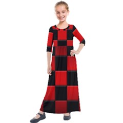 Black And Red Backgrounds- Kids  Quarter Sleeve Maxi Dress by Amaryn4rt