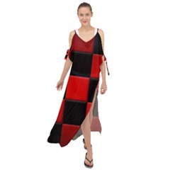 Black And Red Backgrounds- Maxi Chiffon Cover Up Dress by Amaryn4rt