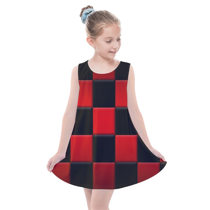 Black And Red Backgrounds- Kids  Summer Dress