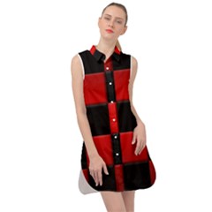 Black And Red Backgrounds- Sleeveless Shirt Dress by Amaryn4rt