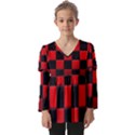 Black And Red Backgrounds- Kids  V Neck Casual Top View1