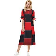 Black And Red Backgrounds- Bow Sleeve Chiffon Midi Dress by Amaryn4rt