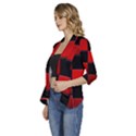 Black And Red Backgrounds- Women s 3/4 Sleeve Ruffle Edge Open Front Jacket View2