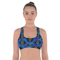 Blue Bee Hive Pattern Cross Back Sports Bra by Amaryn4rt