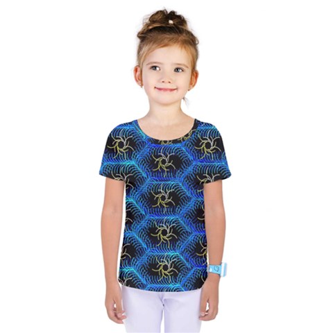 Blue Bee Hive Pattern Kids  One Piece T-shirt by Amaryn4rt