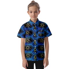 Blue Bee Hive Pattern Kids  Short Sleeve Shirt by Amaryn4rt