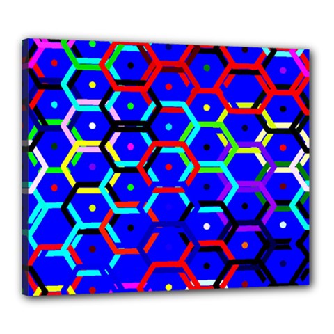 Blue Bee Hive Pattern Canvas 24  X 20  (stretched) by Amaryn4rt