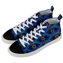 Blue Bee Hive Pattern Men s Mid-top Canvas Sneakers by Amaryn4rt