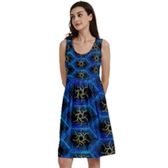 Blue Bee Hive Pattern Classic Skater Dress