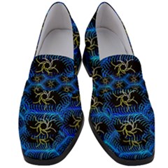 Blue Bee Hive Pattern Women s Chunky Heel Loafers by Amaryn4rt