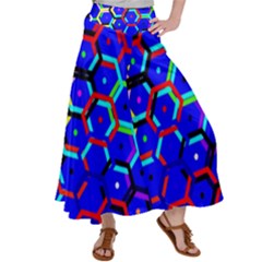 Blue Bee Hive Pattern Women s Satin Palazzo Pants by Amaryn4rt