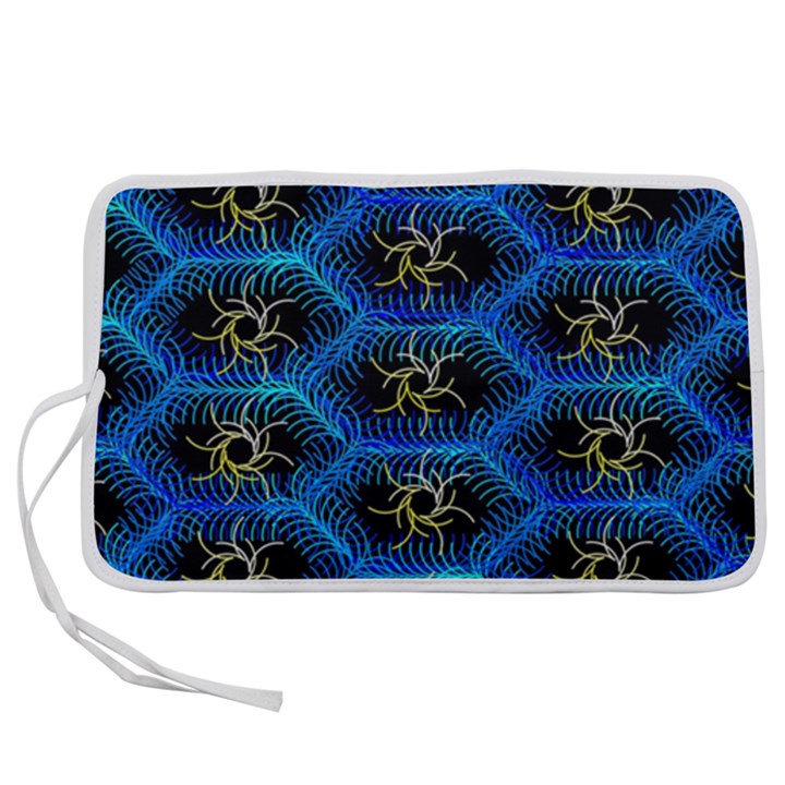 Blue Bee Hive Pattern Pen Storage Case (S)